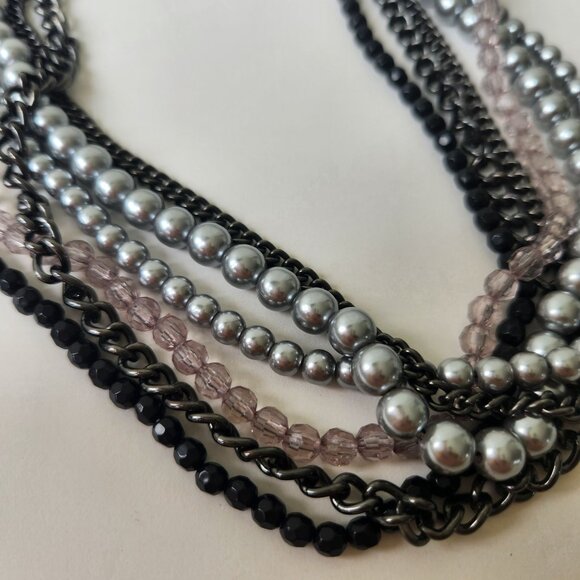 Premier Designs Y2K Multi-Chain Layered Necklace Beads Glam Grunge Rocker Chic - Picture 5 of 7